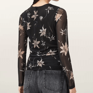 AllSaints Caia Floral Mesh Top